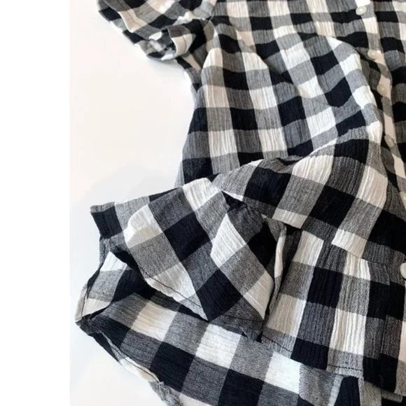 Madewell Women's Plaid Blouse with Ruffle Hem XS - Picture 4 of 6
